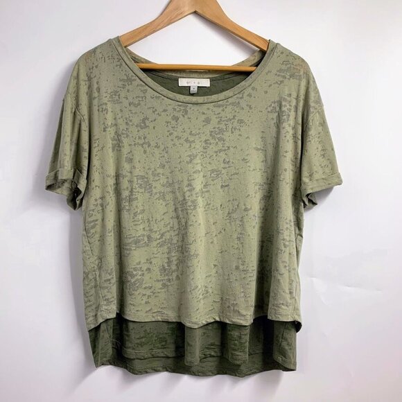 Anthropologie Eri + Ali Women's Layered Cropped  Boxy Short Sleeve T-shirt SZ M - Picture 1 of 13